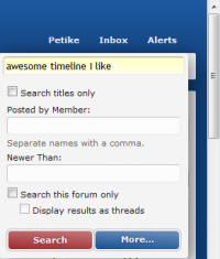 Entering a term or phrase into the search line (forum level search box)